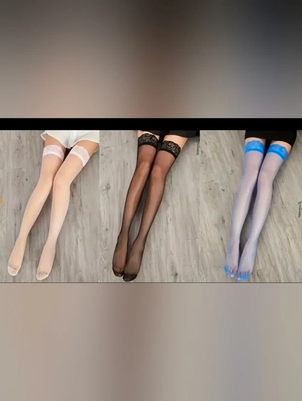 3 Pairs Sheer Lace Top Thigh-High Stockings